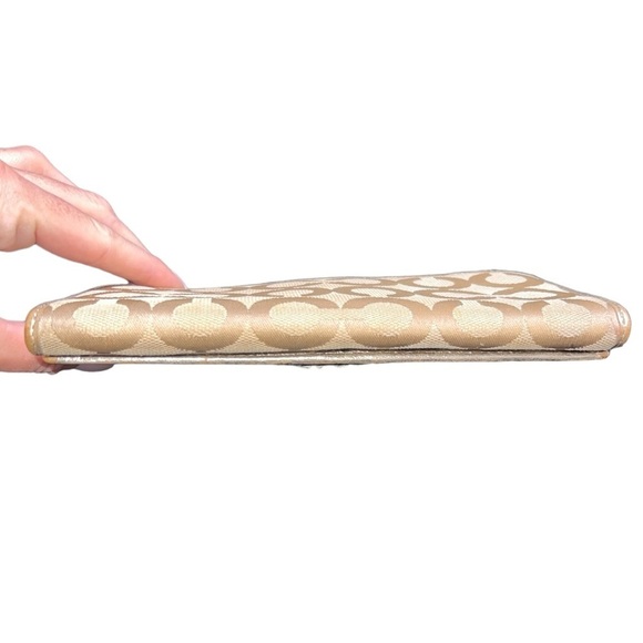 {Coach Julia Op Art Gold Monogram Canvas & Metallic Leather Long Snap Wallet} - Picture 3 of 11